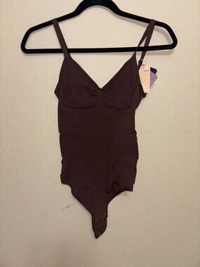 NWT Popilush Espresso Brown Shaping Bodysuit Tummy Control Plunge Neck 3XL/4XL
